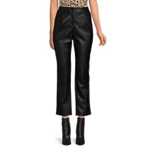 Ellen Tracy Black Faux Vegan Leather Cropped Pants Large